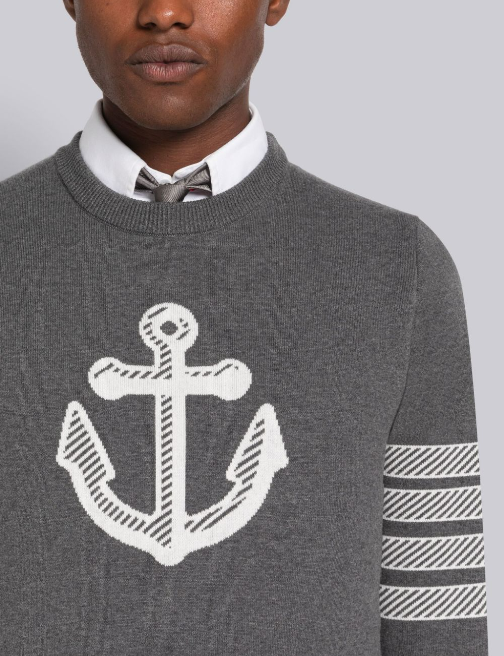 ANCHOR JACQUARD 4-BAR CREW NECK PULLOVER