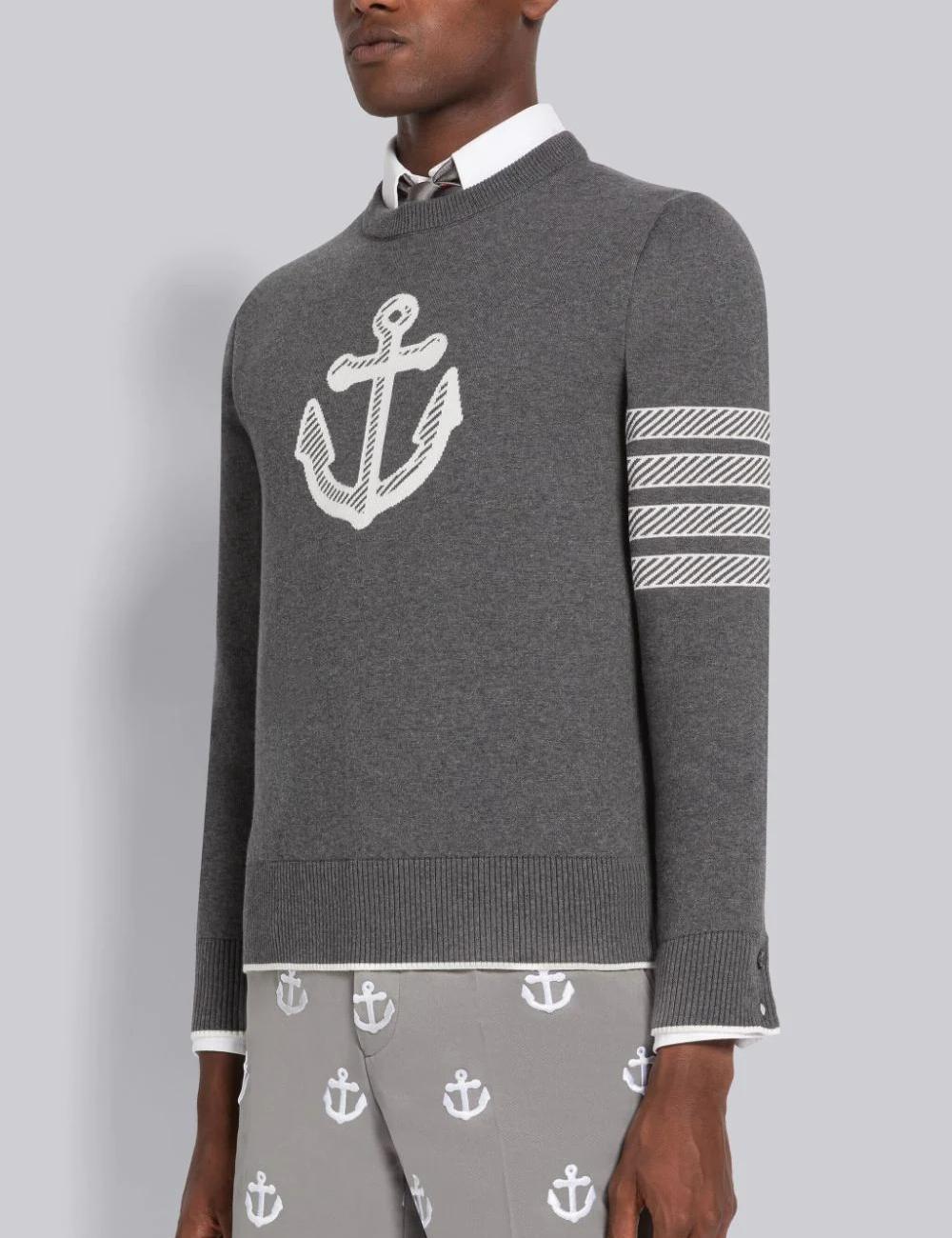 ANCHOR JACQUARD 4-BAR CREW NECK PULLOVER