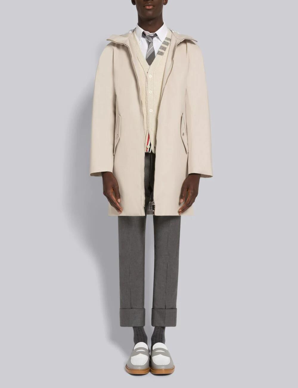 WATERPROOF COTTON TWILL T-DART HOODED SWIM PARKA