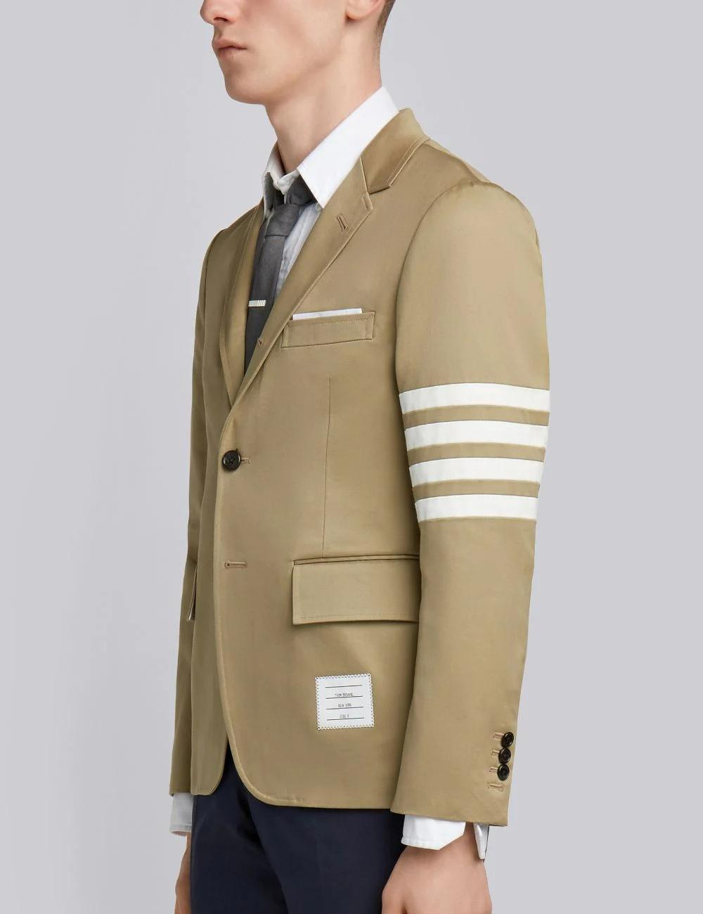 CAMEL COTTON TWILL 4-BAR UNCONSTRUCTED CLASSIC JACKET