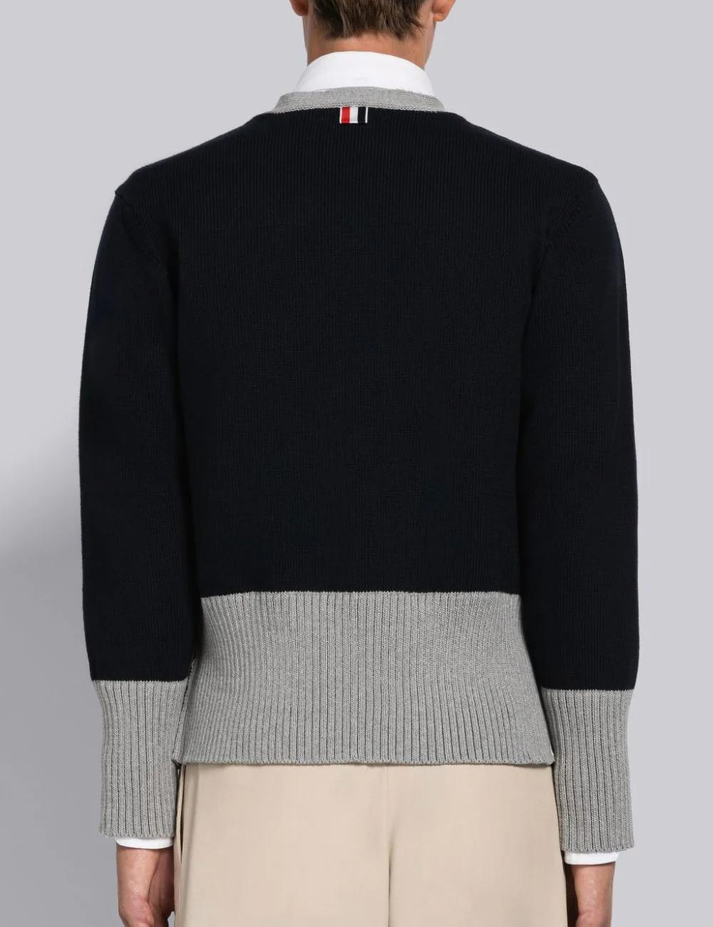 COTTON JERSEY STRIPE V-NECK CARDIGAN