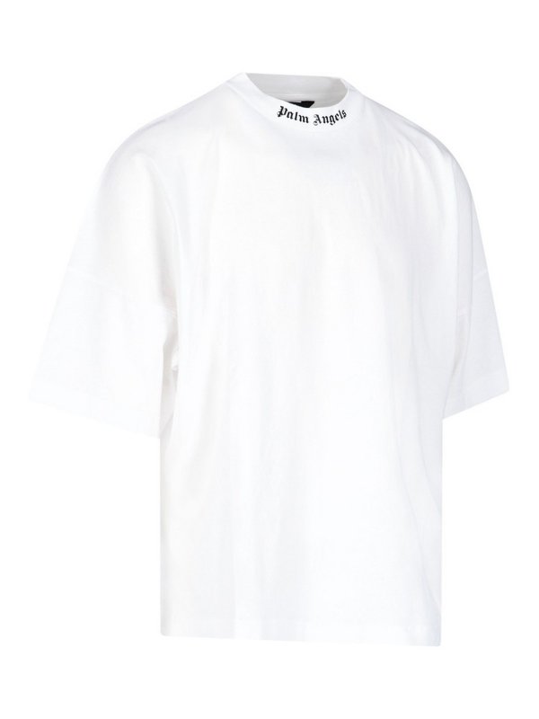 Palm Angels Oversized Mock Neck Logo Tee White