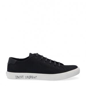 Saint Laurent Malibu Sneakers in Canvas and Smooth Leather Black