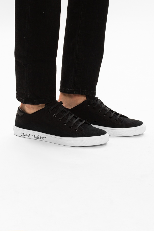 Saint Laurent Malibu Sneakers in Canvas and Smooth Leather Black