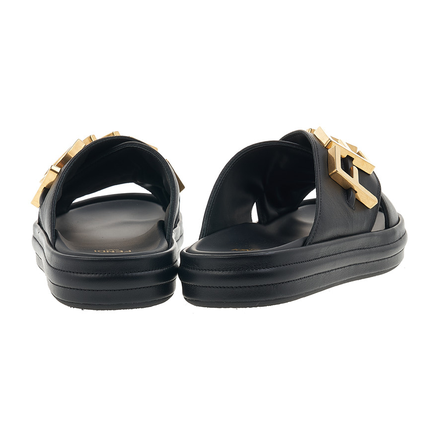 Fendigraphy Black leather slides