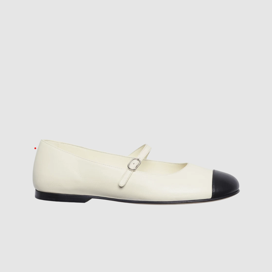  Ballerina Flat Lambskin & Ivory Black