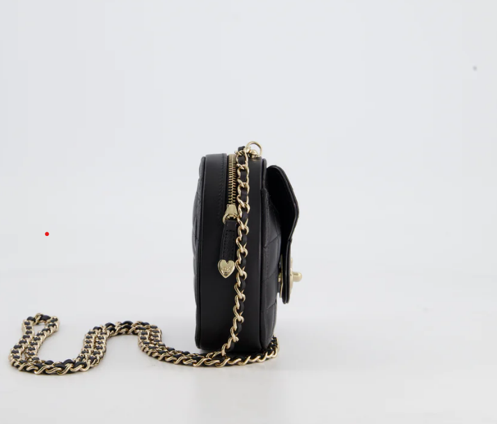 Chanel Heart Clutch with Chain Lambskin & Gold Black