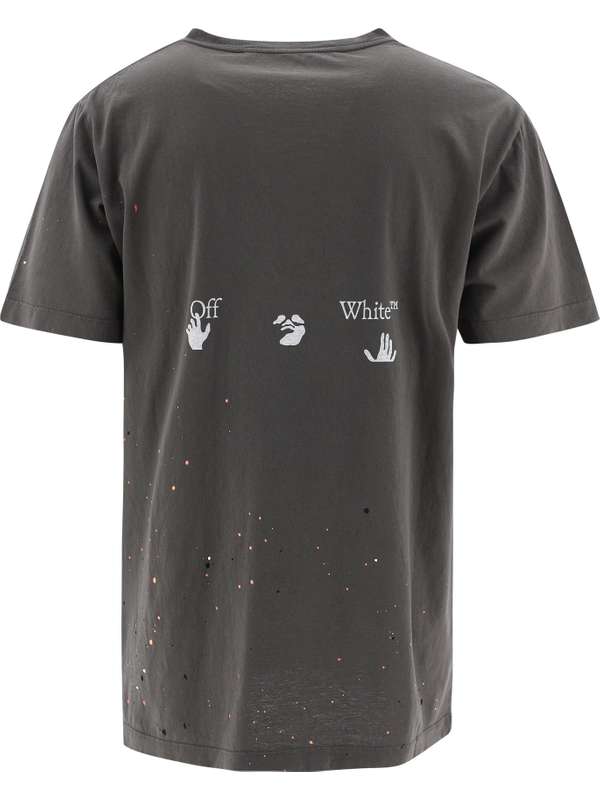 Off-White brown paint splatter-print T-shirt