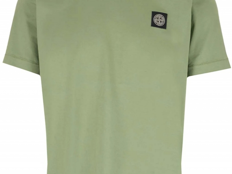 Stone Island Logo Patch Crewneck T-Shirt In Green