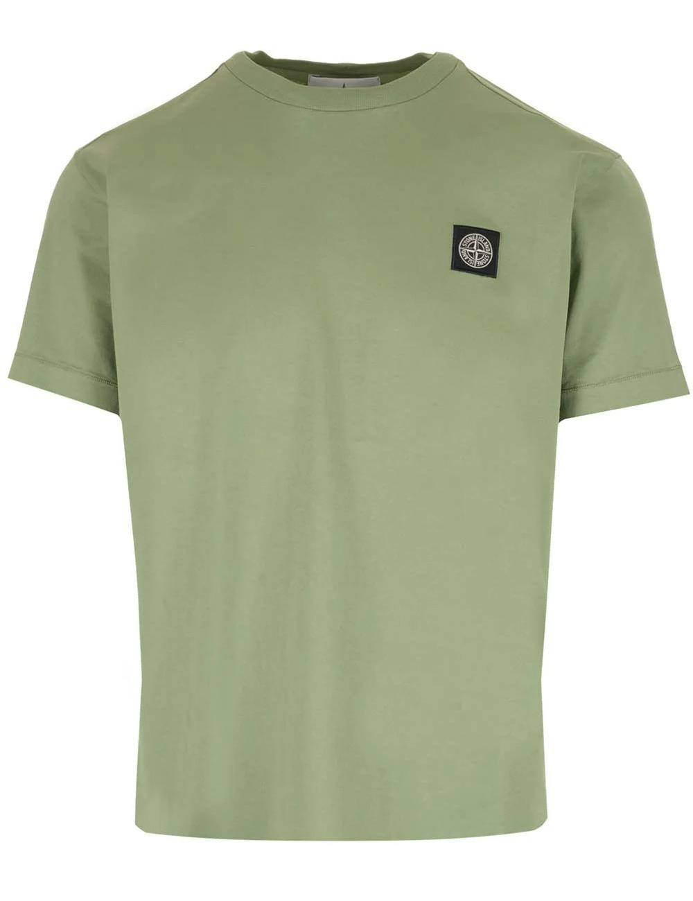 Stone Island Logo Patch Crewneck T-Shirt In Green