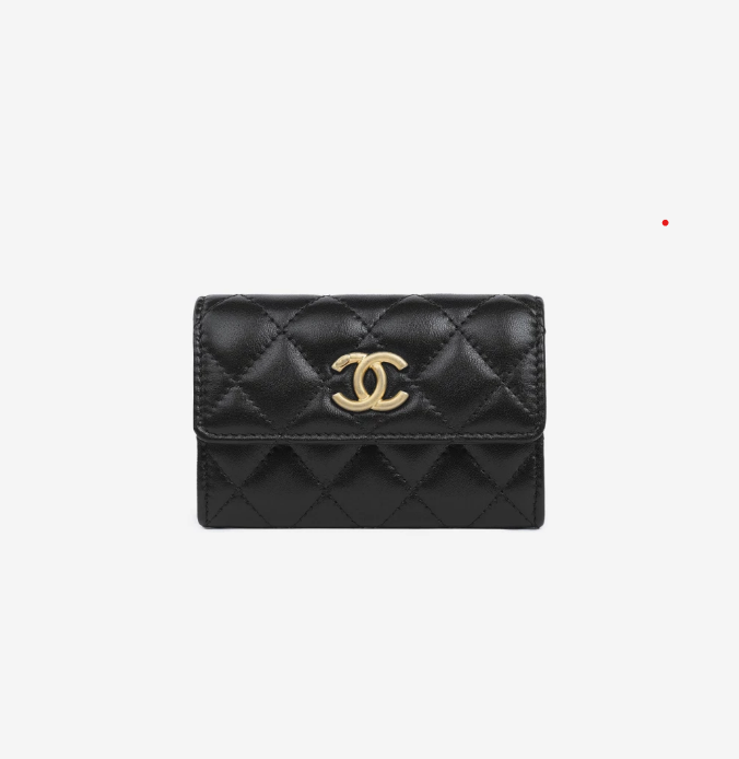 Chanel Flap Card Holder Lambskin & Gold Black