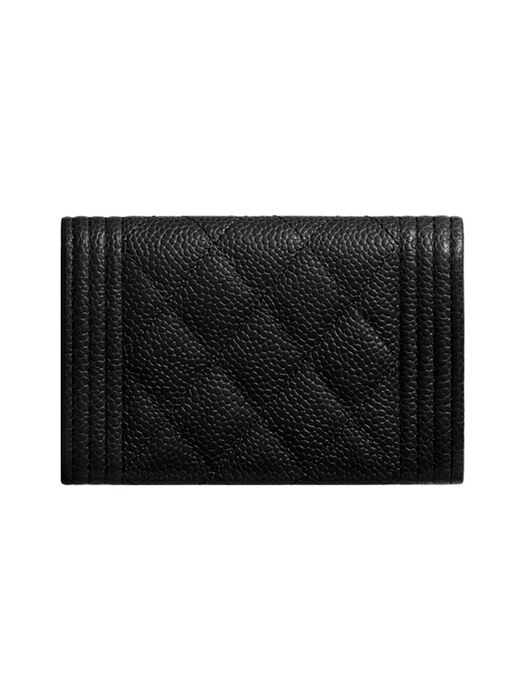 NTWRK  PRELOVED Chanel Black Caviar Mademoiselle Flap Card Holder with