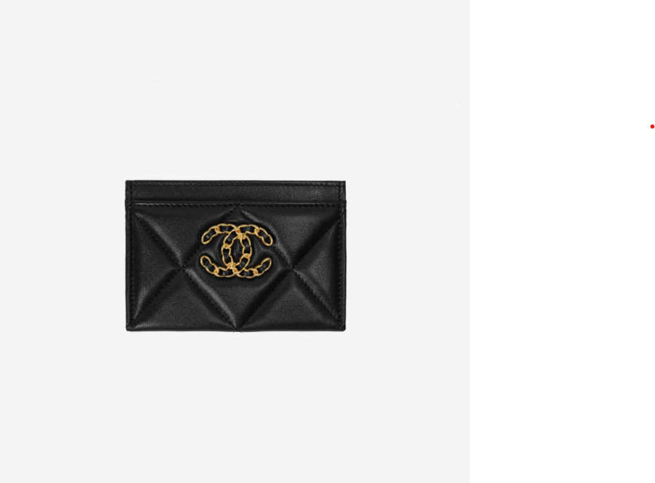 Chanel 19 Card Holder Lambskin & Gold Black