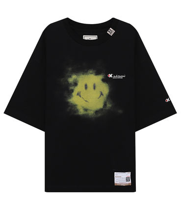 Smiley Face Printing T-shirt - Black
