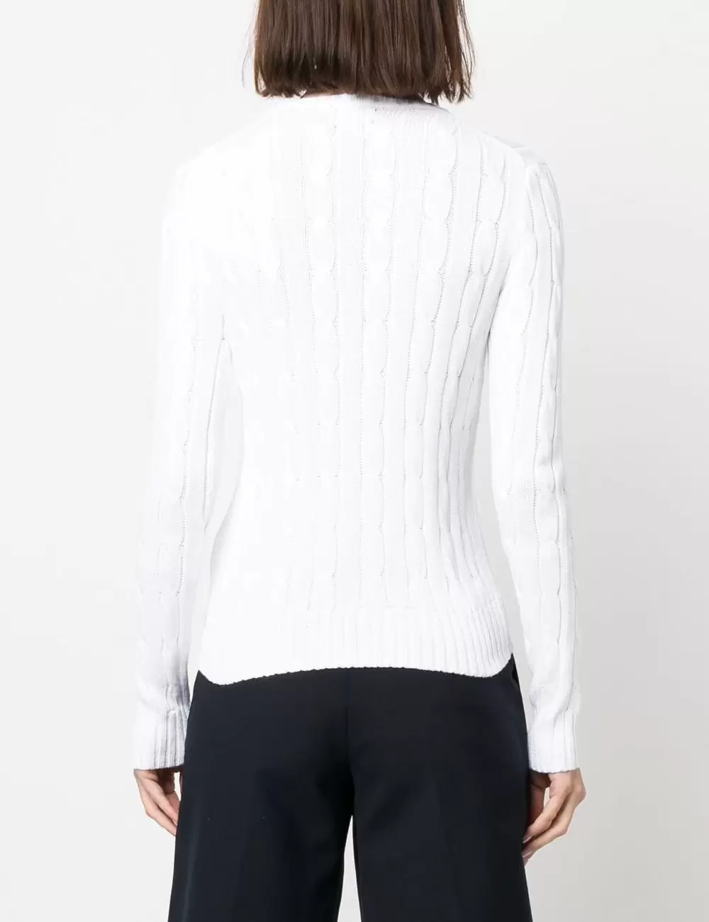 Pony Logo Embroidery Cable Knit - White 