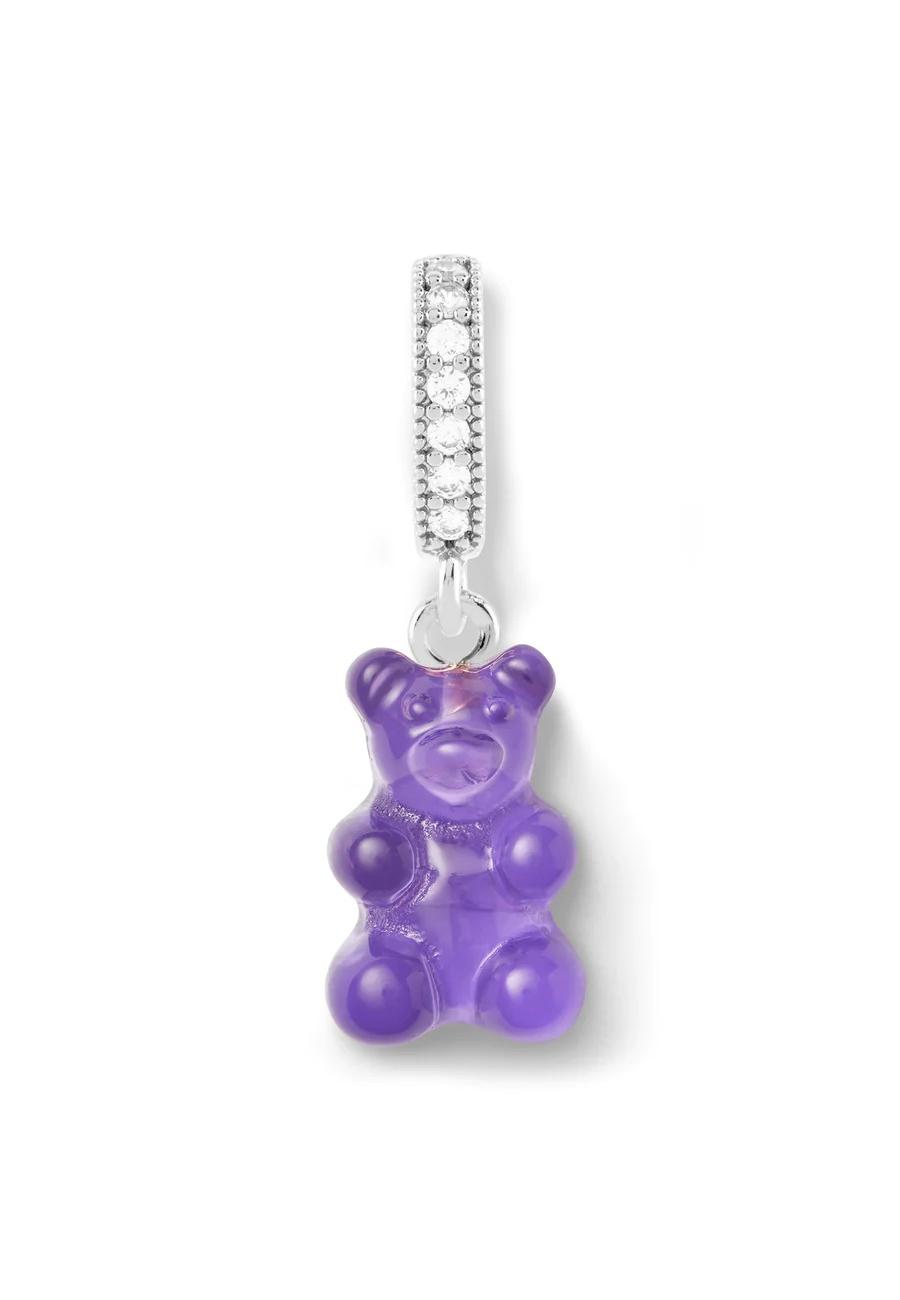 Nostalgia bear - Plum - Silver plated Pave Connector