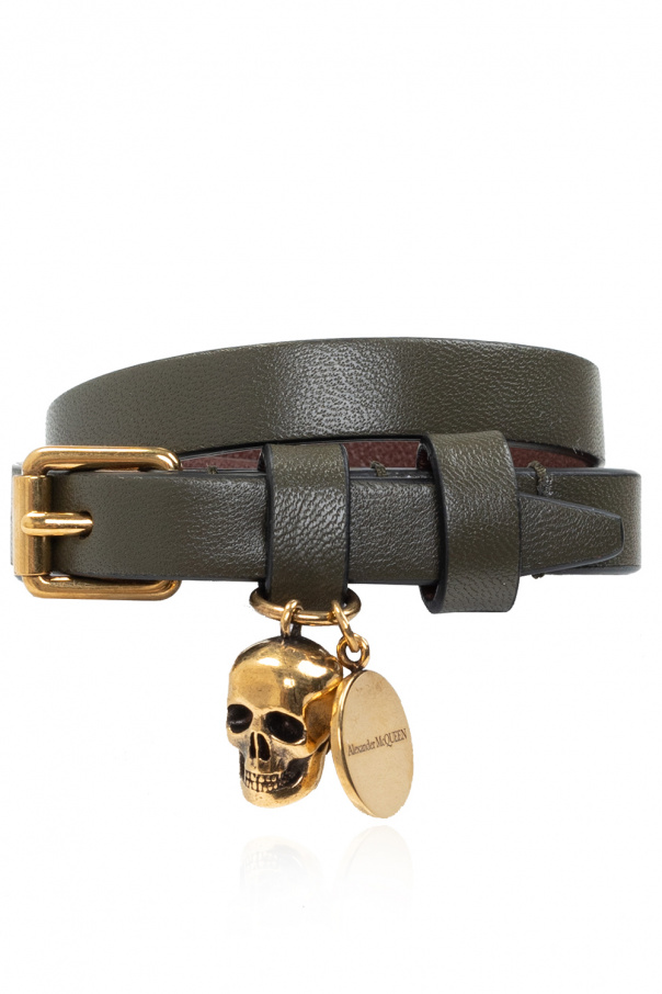 ALEXANDER MCQUEEN GREEN LEATHER BRACELET