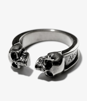 ALEXANDER MCQUEEN SILVER SKULLS MOTIF RING