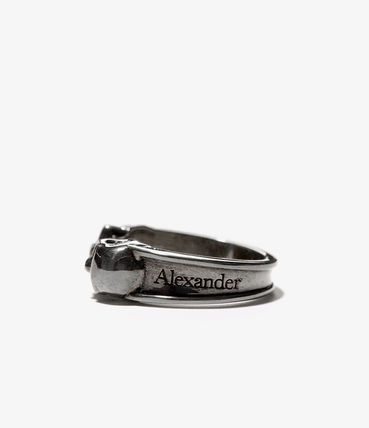 ALEXANDER MCQUEEN SILVER SKULLS MOTIF RING