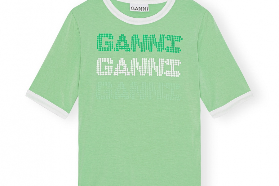 LIGHT STRETCH JERSEY GANNI FITTED T-SHIRT 