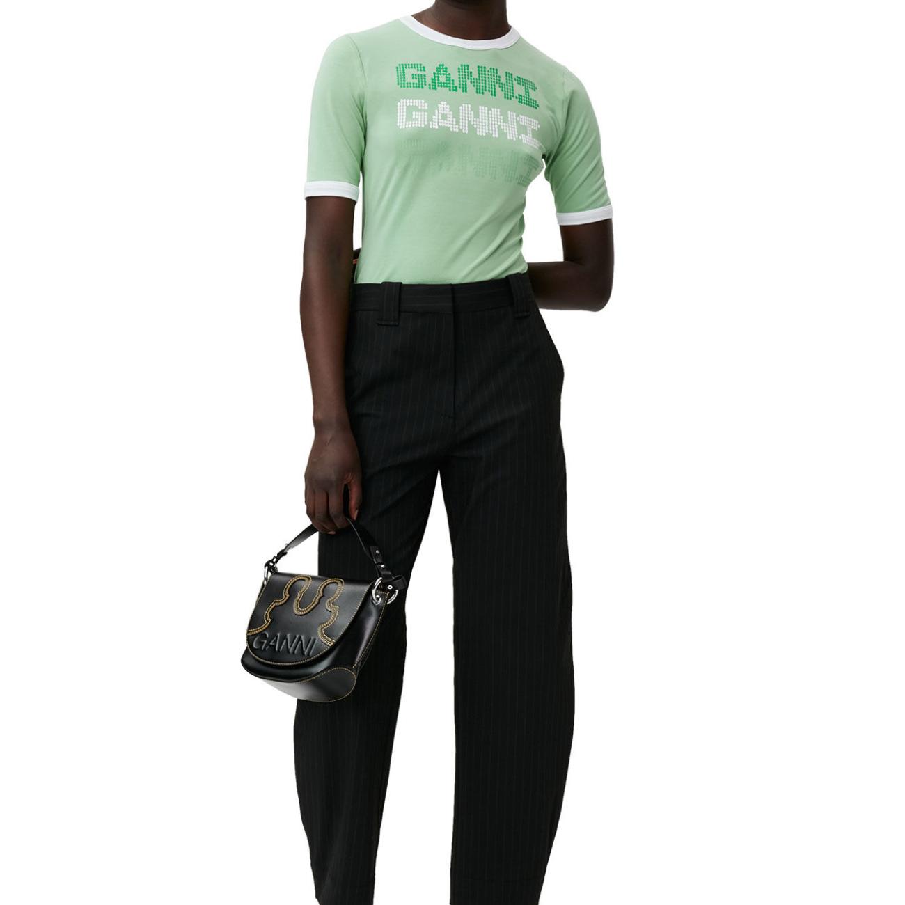 LIGHT STRETCH JERSEY GANNI FITTED T-SHIRT 