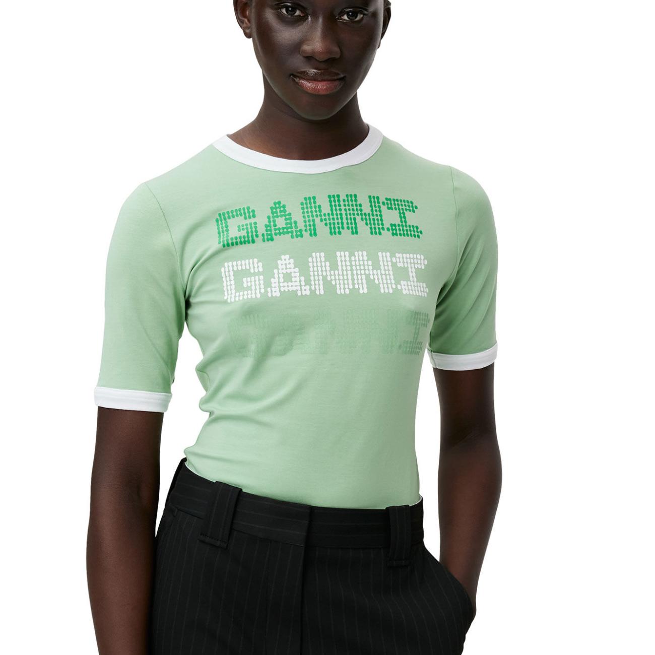 LIGHT STRETCH JERSEY GANNI FITTED T-SHIRT 