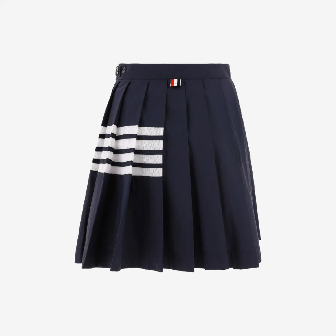 NAVY RIPSTOP MESH 4-BAR DROPPED BACK PLEATED MINI SKIRT