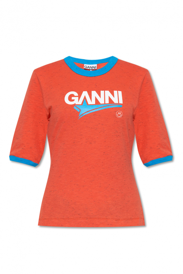 GANNI RED T-SHIRT WITH LOGO