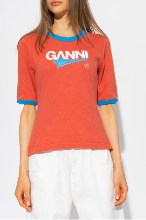 GANNI RED T-SHIRT WITH LOGO