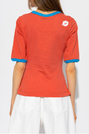 GANNI RED T-SHIRT WITH LOGO