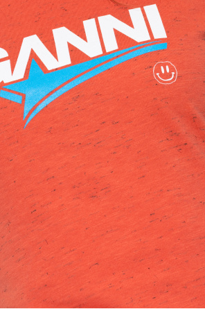 GANNI RED T-SHIRT WITH LOGO