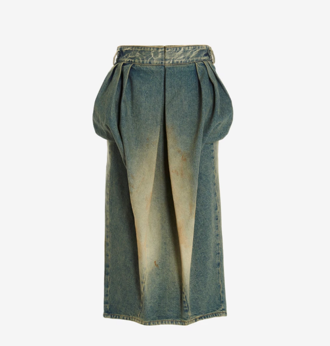 Maison Margiela Denim Gathered Skirt Dirty Wash