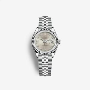 Rolex Lady-Datejust 28 Silver Diamond-Set 279174 (Fluted/Jubilee)