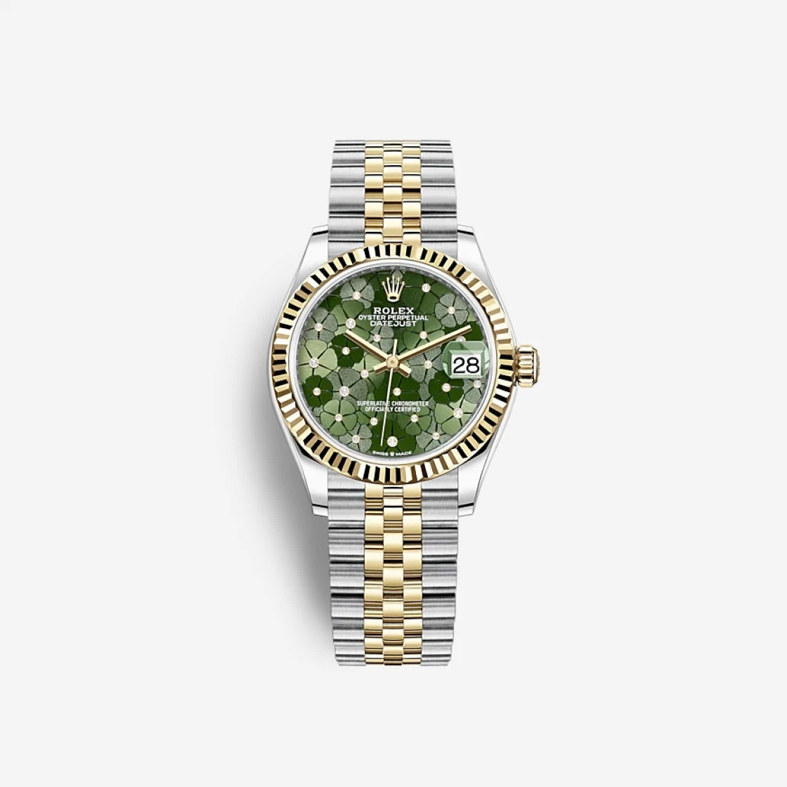 Rolex Datejust 31 Floral Motif Olive Green Diamond-Set 278273 (Fluted/Jubilee)