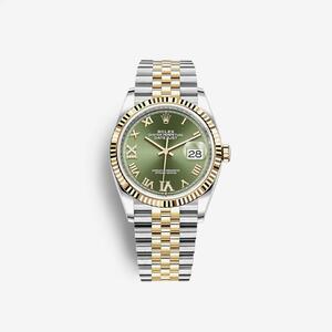Rolex Datejust 36 Olive Green Roman Diamond-Set 126233 (Fluted/Jubilee)