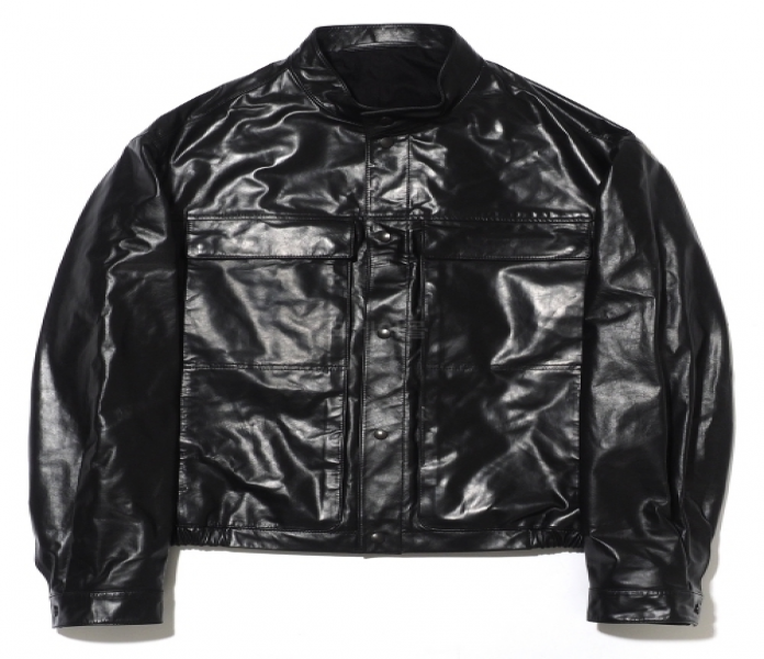 STAND COLLAR LEATHER BLOUSON 