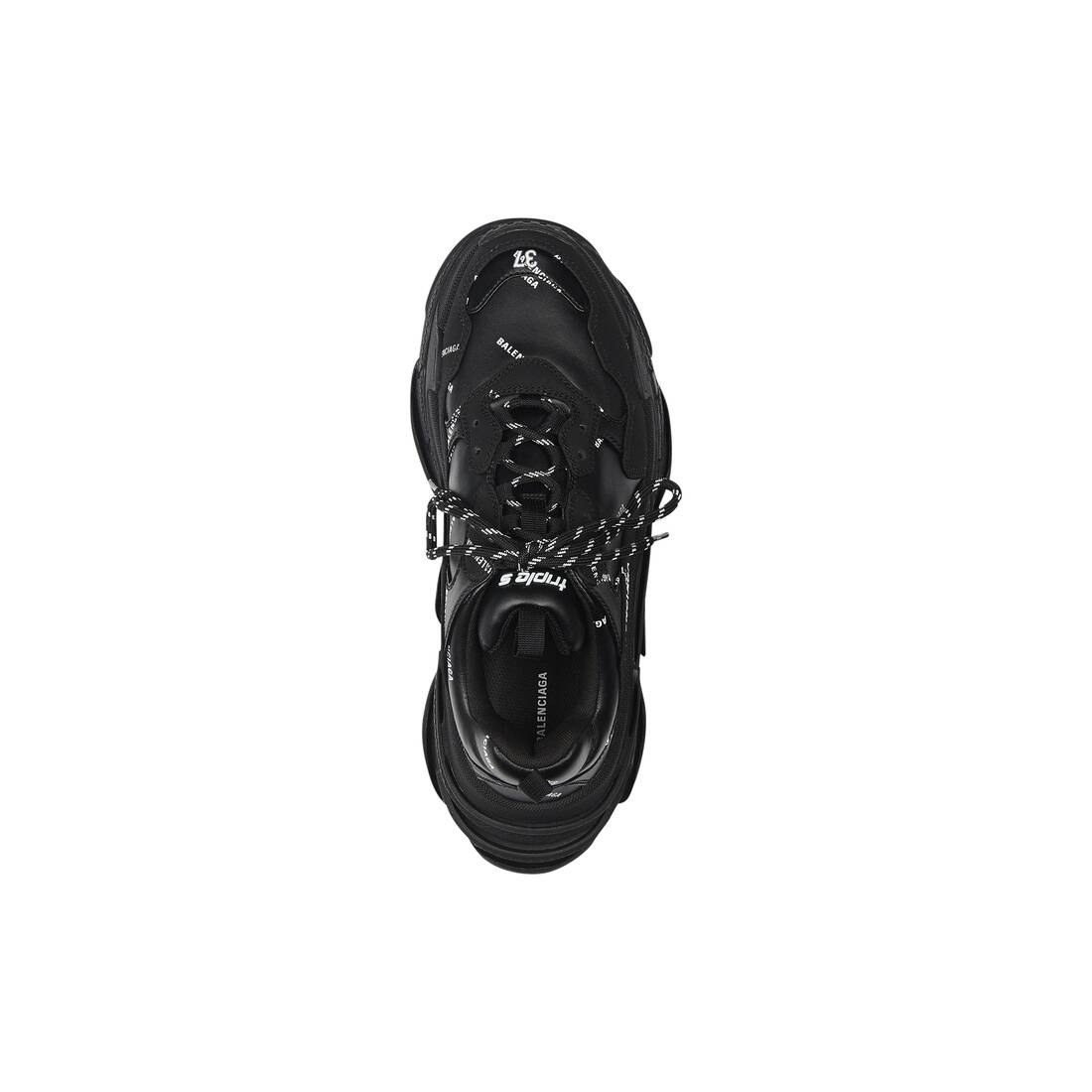 TRIPLE S TRAINERS ALLOVER LOGO IN DARK GREEN AND BLACK