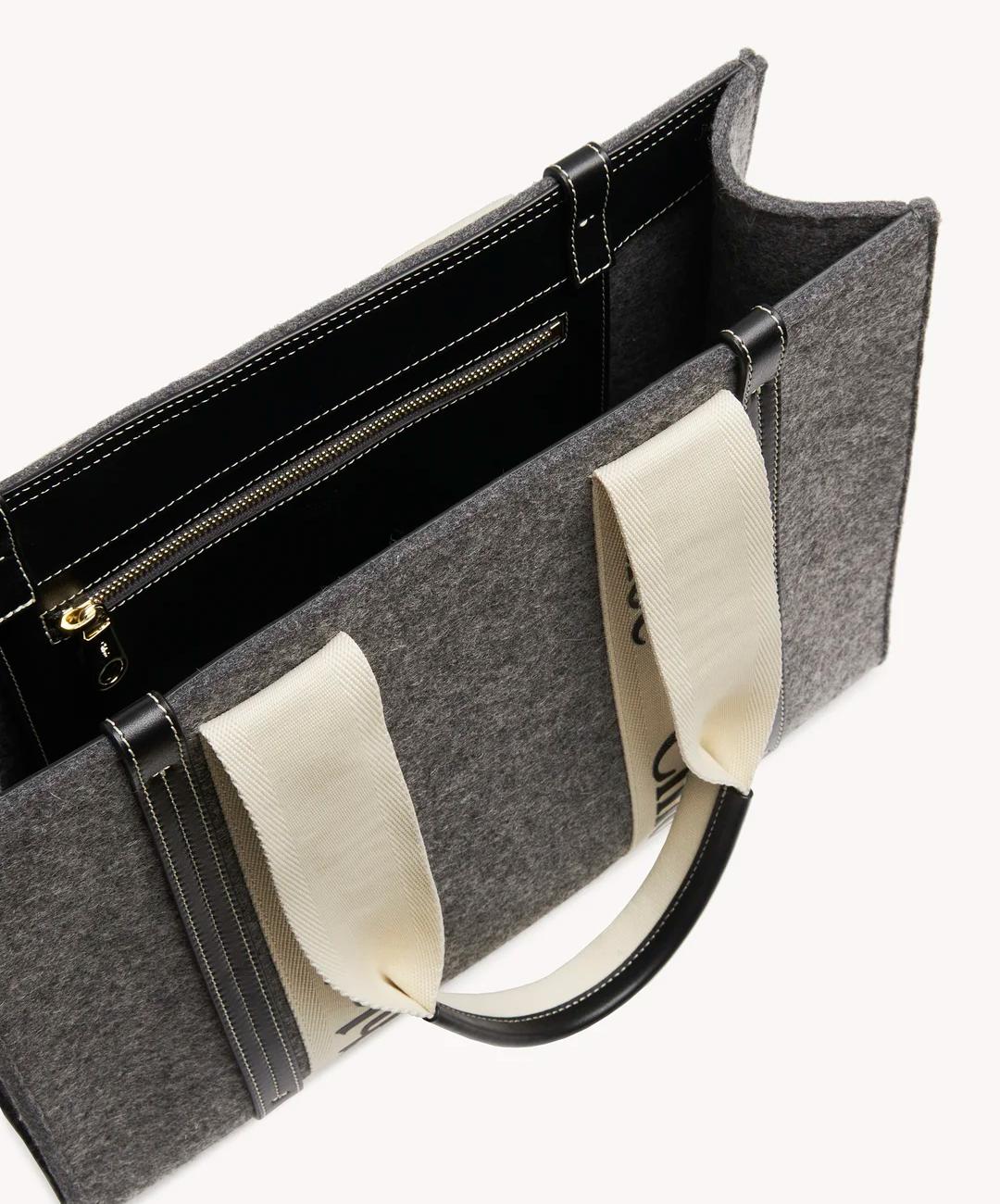 Chloe Woody Medium Tote Bag Cashmere Gray