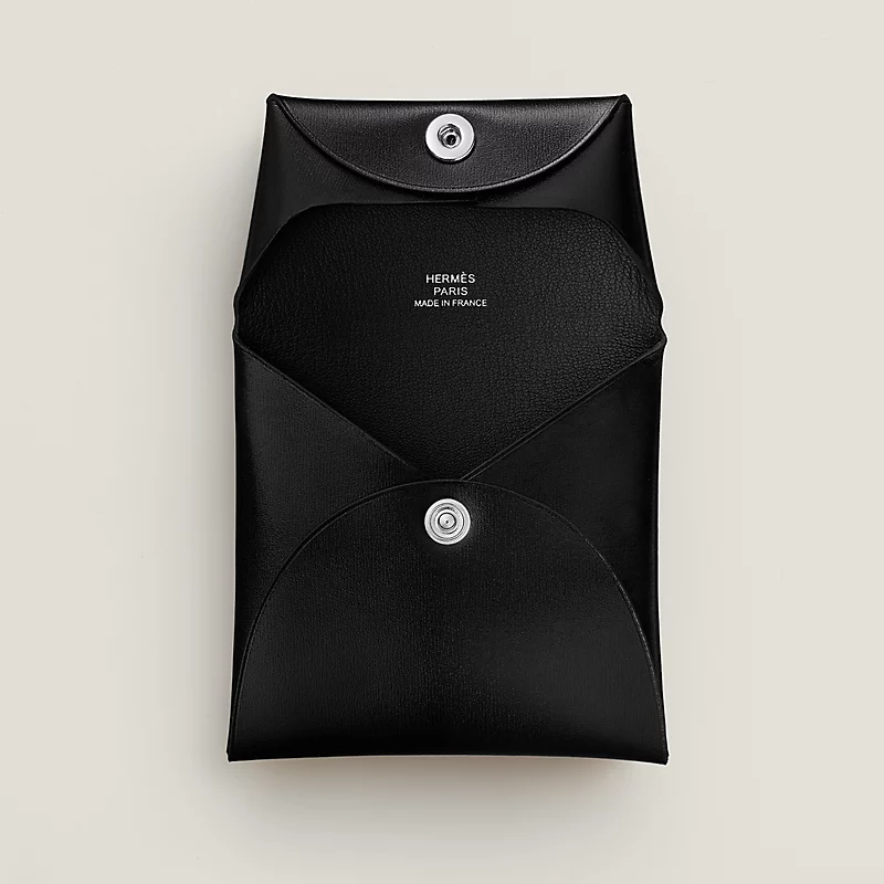Hermes Bastia Change Purse Calfskin & Palladium Noir