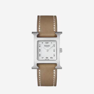 Hermes Heure H Watch Small Etoupe Swift Strap & Steel