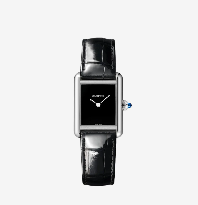 Cartier Tank Must De Cartier Watch Small Quartz Steel Alligator Skin Black