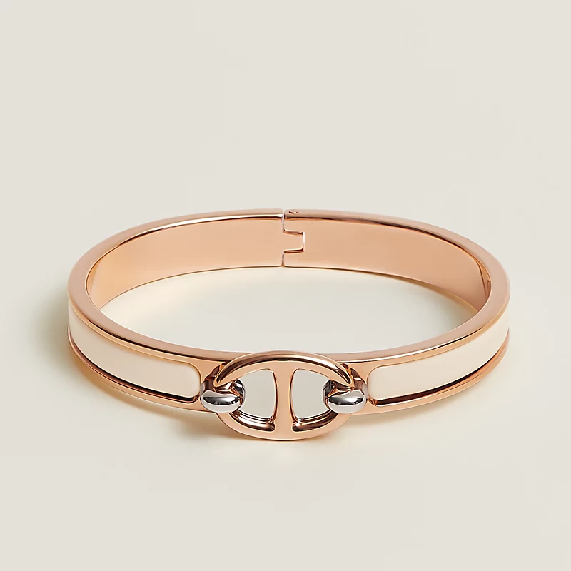 Hermes Mini Clic Chaine D'Ancre Bracelet Rose Gold & Creme
