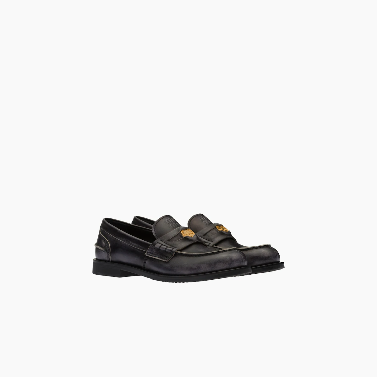 Leather penny loafers in Black