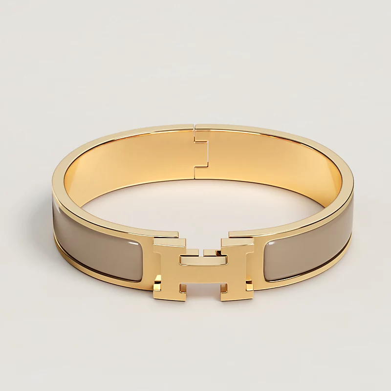 Hermes Clic H Bracelet Rose Gold & Marron Glace