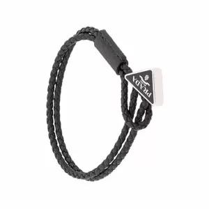 Prada Braided Nappa Leather Bracelet Black