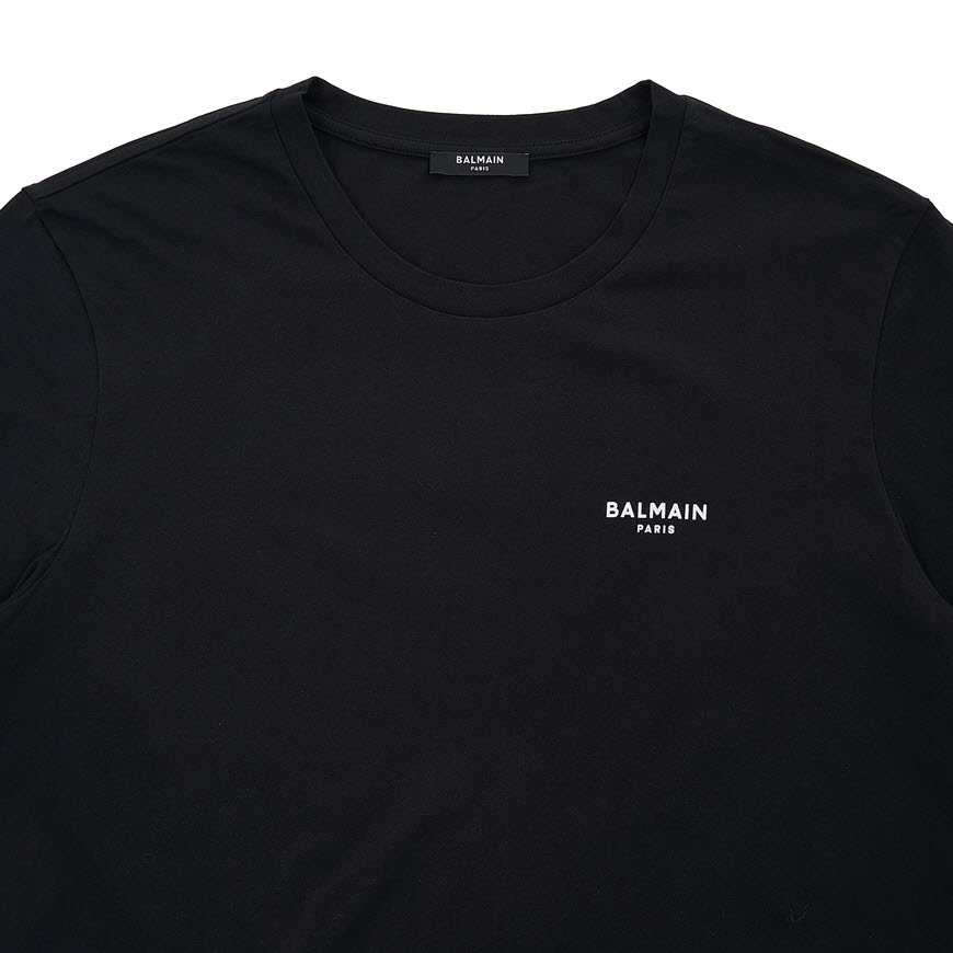 T-shirt en coton floqué petit logo Balmain Paris