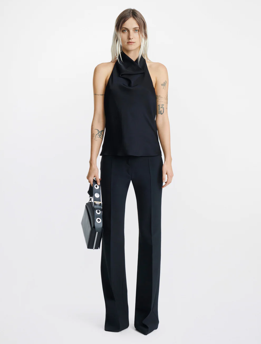 BARBALL COWL NECK TOP IN BLACK