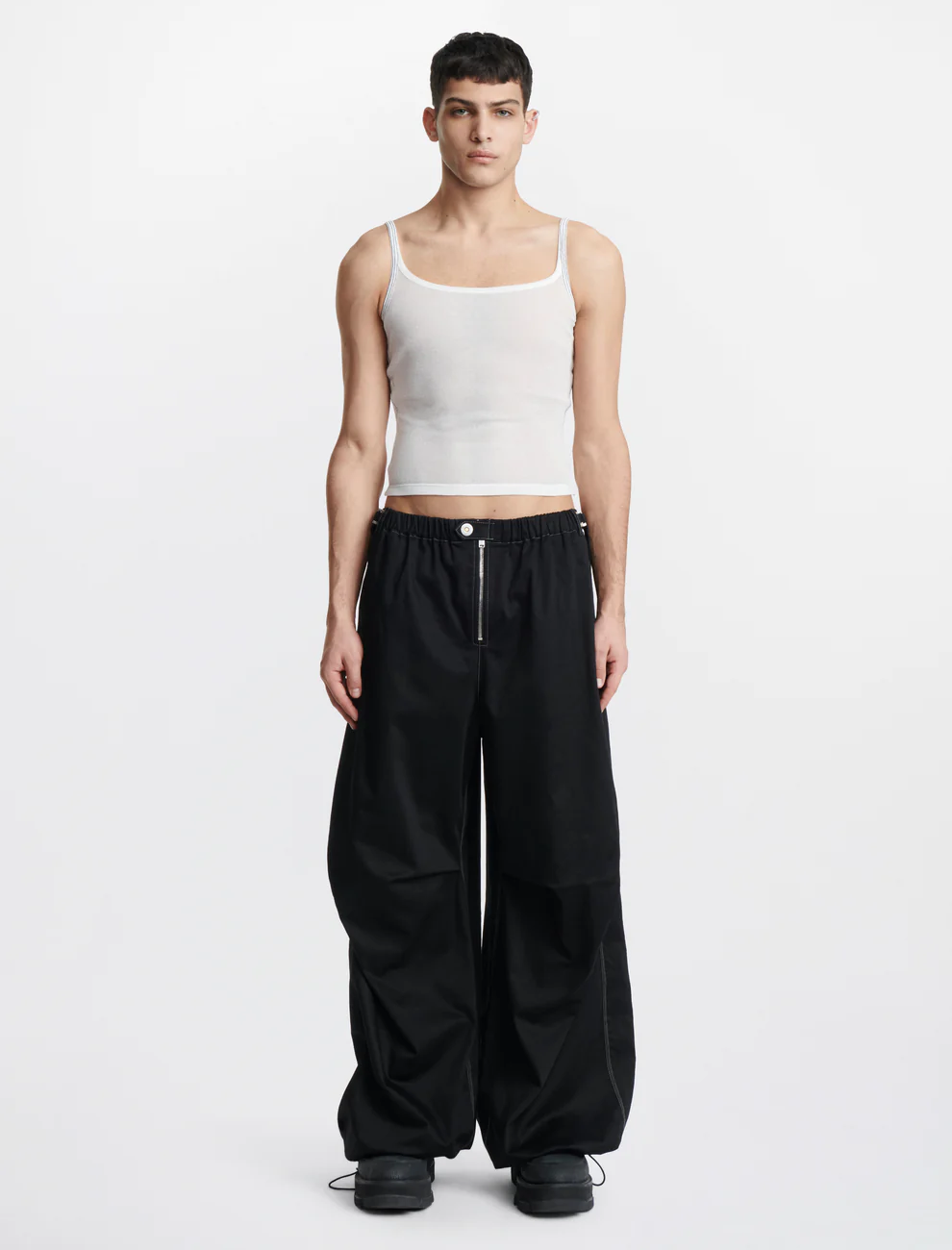 TRIPLE STITCH SCOOP TANK IN WHITE