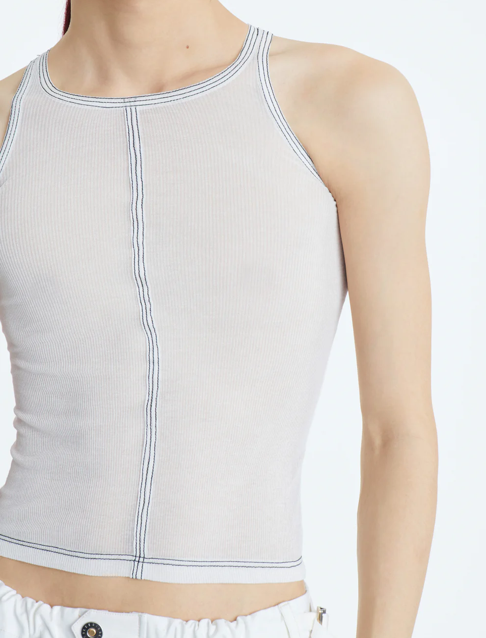 TRIPLE STITCH TANK IN IVORY