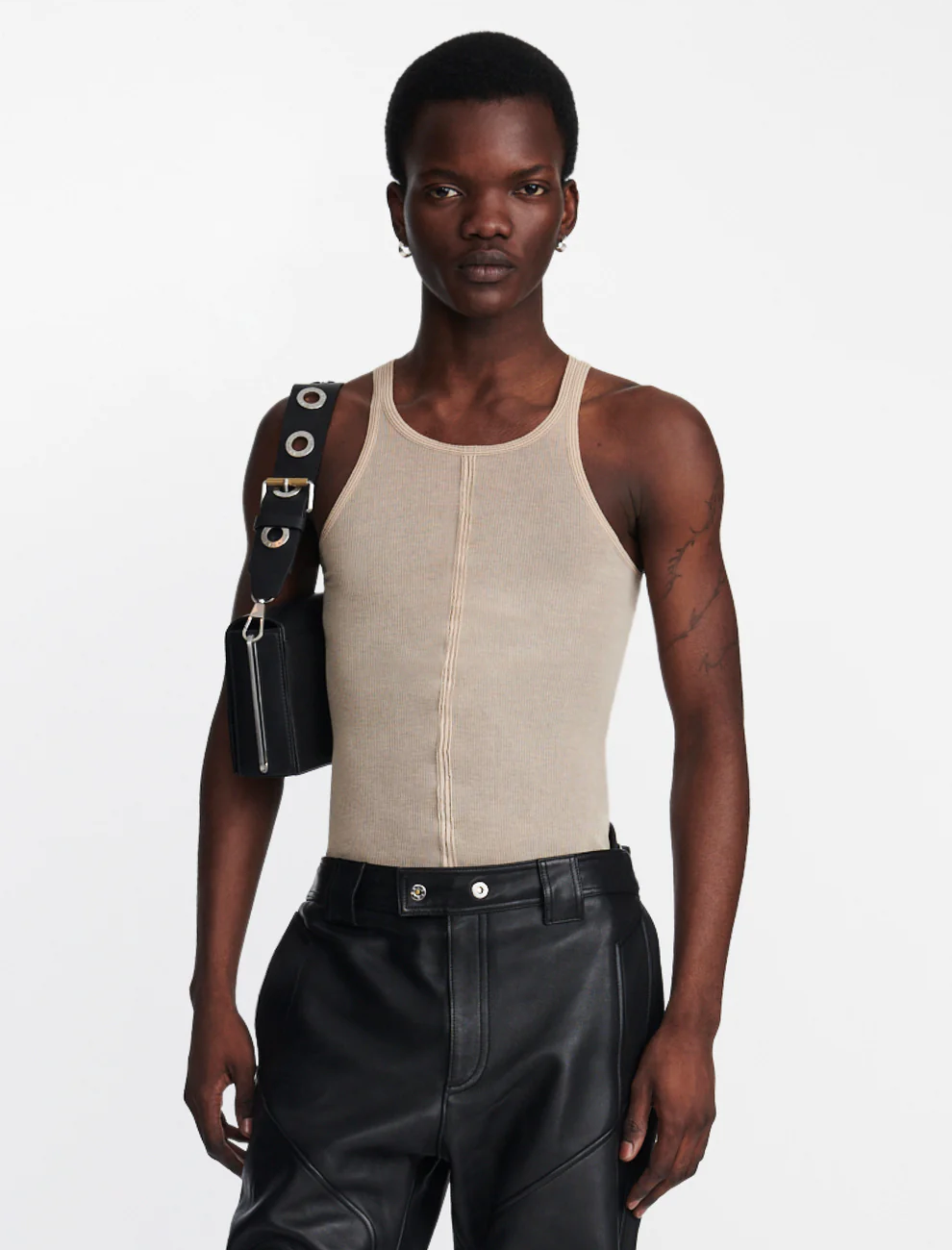 TRIPLE STITCH TANK IN BEIGE